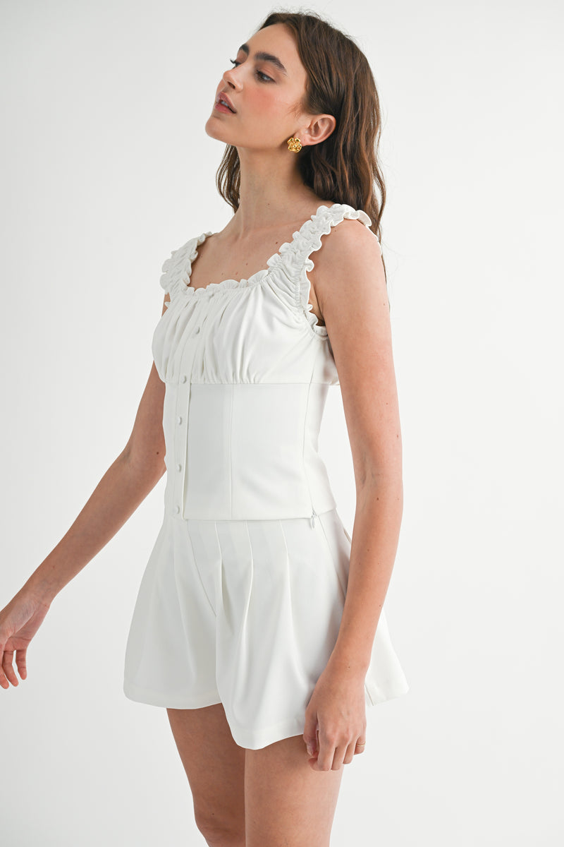 MARLEE SQUARE NECKLINE TOP AND SHORTS SET