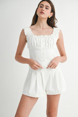 MARLEE SQUARE NECKLINE TOP AND SHORTS SET
