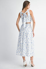 HILMA BACK TIE TOP AND MIDI SKIRT SET