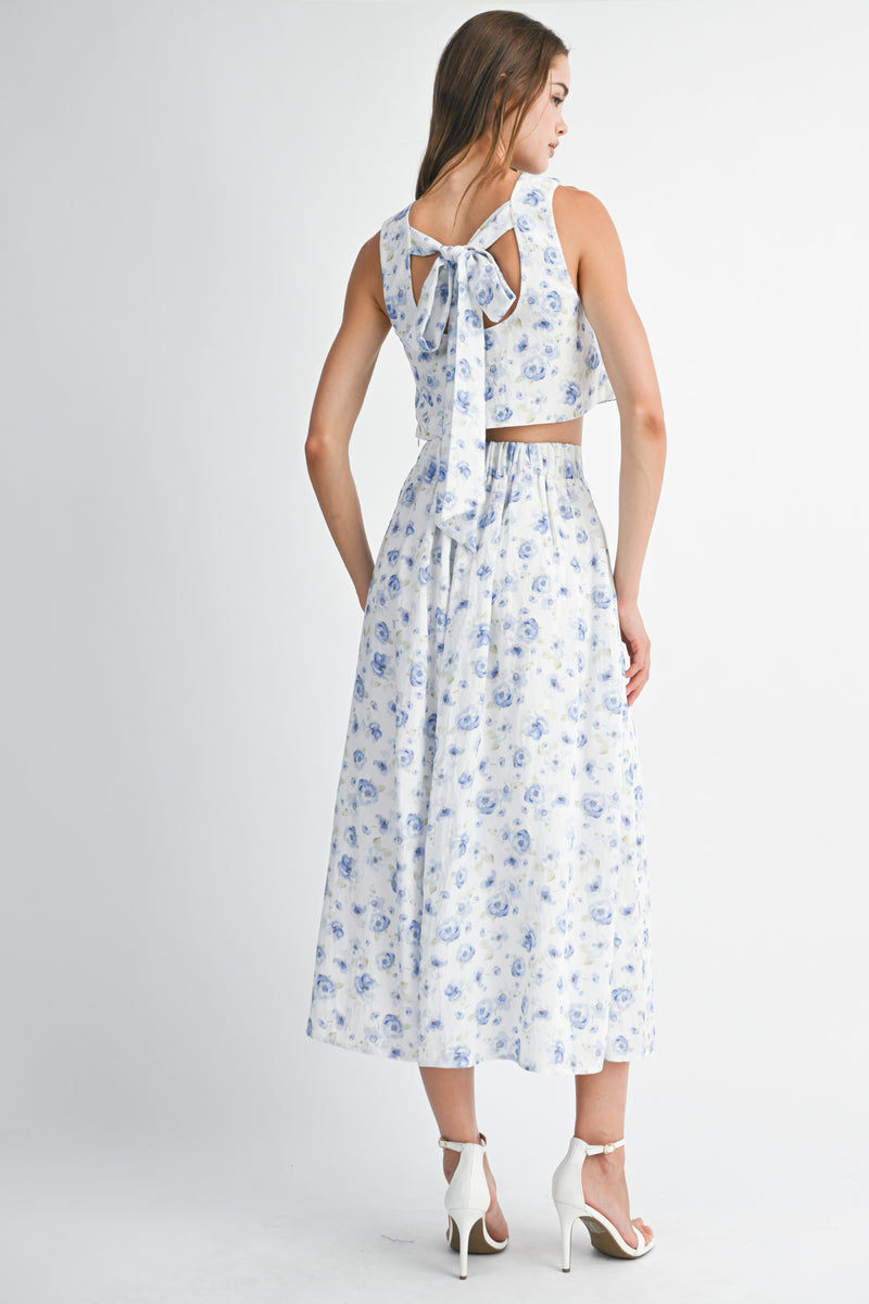 HILMA BACK TIE TOP AND MIDI SKIRT SET