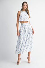 HILMA BACK TIE TOP AND MIDI SKIRT SET
