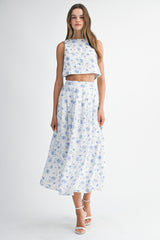 HILMA BACK TIE TOP AND MIDI SKIRT SET
