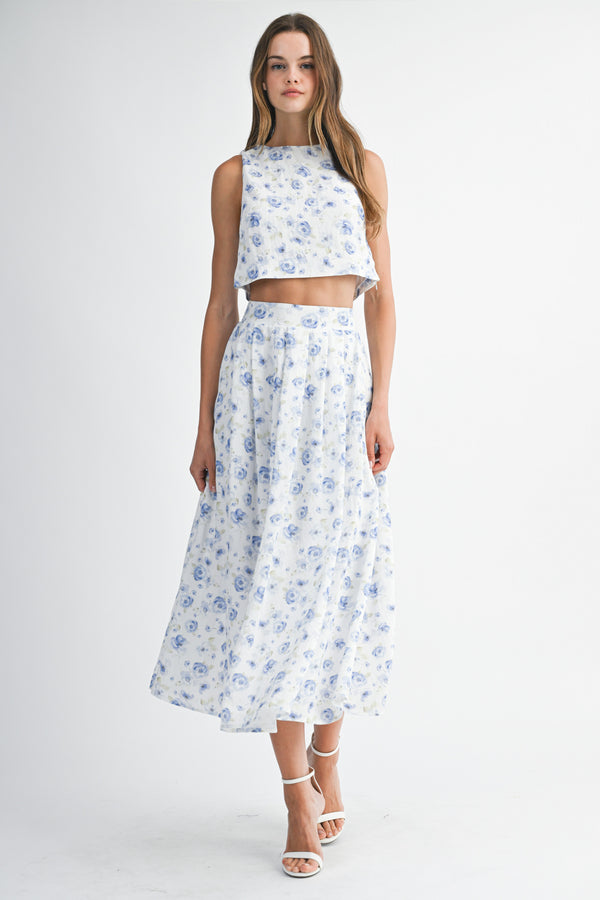 HILMA BACK TIE TOP AND MIDI SKIRT SET
