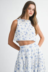 HILMA BACK TIE TOP AND MIDI SKIRT SET