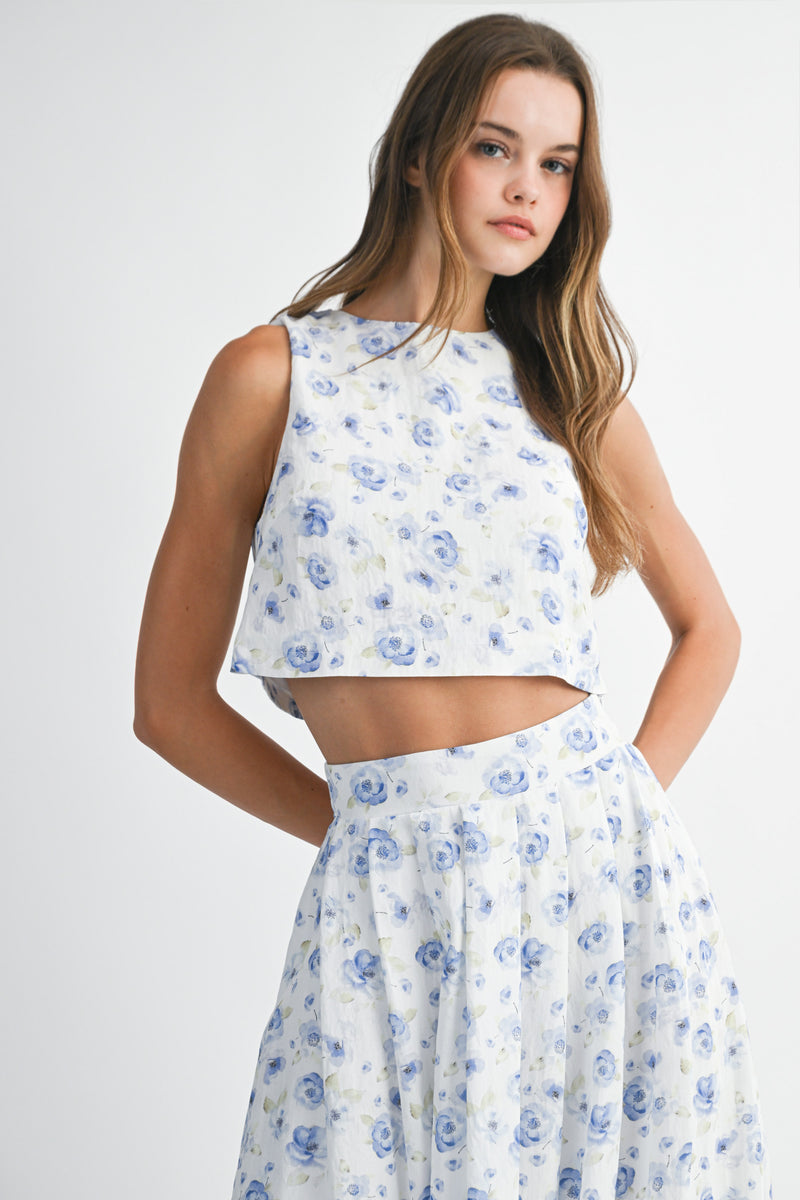 HILMA BACK TIE TOP AND MIDI SKIRT SET