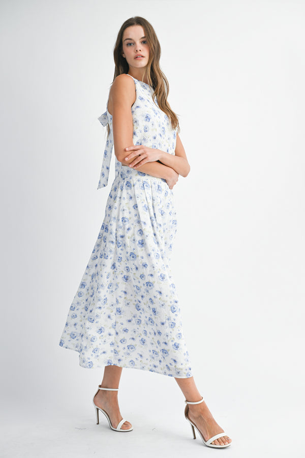 HILMA BACK TIE TOP AND MIDI SKIRT SET