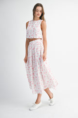 HILMA BACK TIE TOP AND MIDI SKIRT SET
