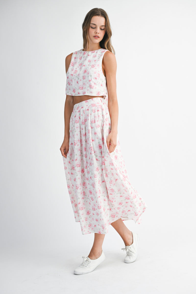HILMA BACK TIE TOP AND MIDI SKIRT SET