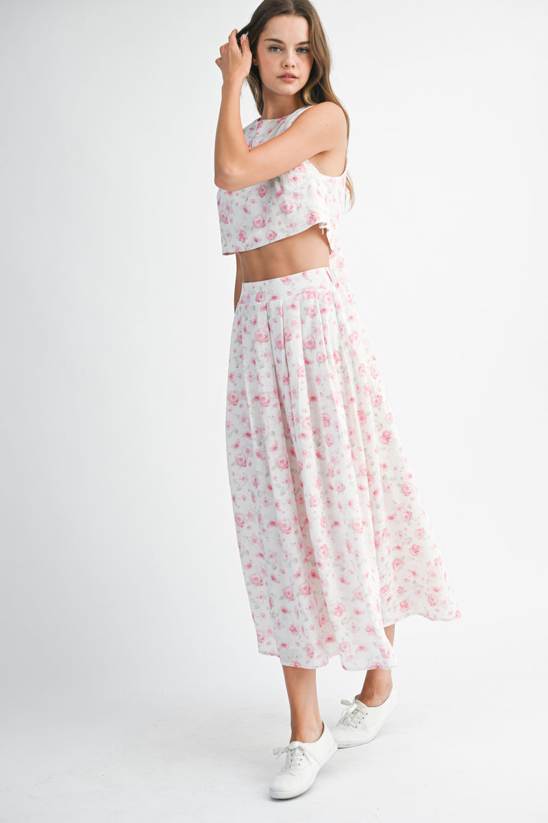 HILMA BACK TIE TOP AND MIDI SKIRT SET