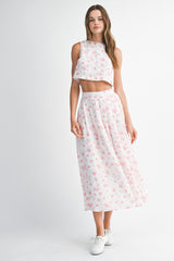 HILMA BACK TIE TOP AND MIDI SKIRT SET