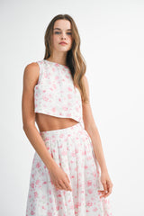 HILMA BACK TIE TOP AND MIDI SKIRT SET