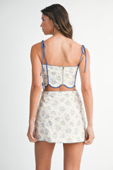DEBINHA SCALLOPED HEM CROP TOP AND SKIRT SET