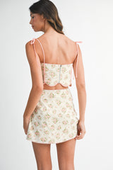 DEBINHA SCALLOPED HEM CROP TOP AND SKIRT SET