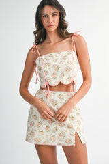 DEBINHA SCALLOPED HEM CROP TOP AND SKIRT SET