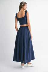 HUNTER FRILLED TOP AND MIDI SKIRT SET