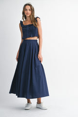 HUNTER FRILLED TOP AND MIDI SKIRT SET