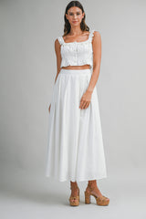 HUNTER FRILLED TOP AND MIDI SKIRT SET