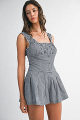 ROSIE GINGHEM PLAID RUCHED TOP AND SHORTS SET