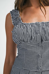 ROSIE GINGHEM PLAID RUCHED TOP AND SHORTS SET