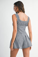 ROSIE GINGHEM PLAID RUCHED TOP AND SHORTS SET