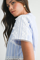 EVE STRIPED CROP SHIRT TOP AND SHORT SET