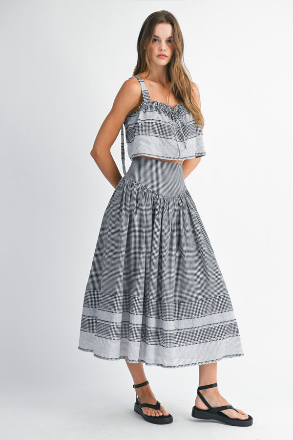 CARLA BOADER STRIPED TOP AND MIDI SKIRT SET