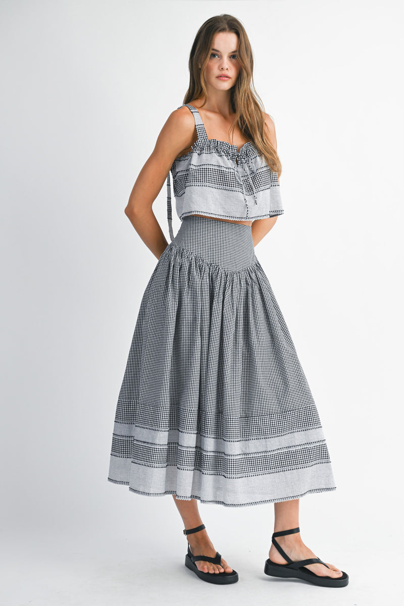 CARLA BOADER STRIPED TOP AND MIDI SKIRT SET