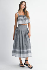 CARLA BOADER STRIPED TOP AND MIDI SKIRT SET