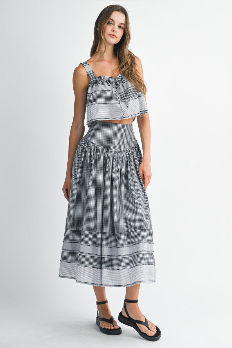 CARLA BOADER STRIPED TOP AND MIDI SKIRT SET