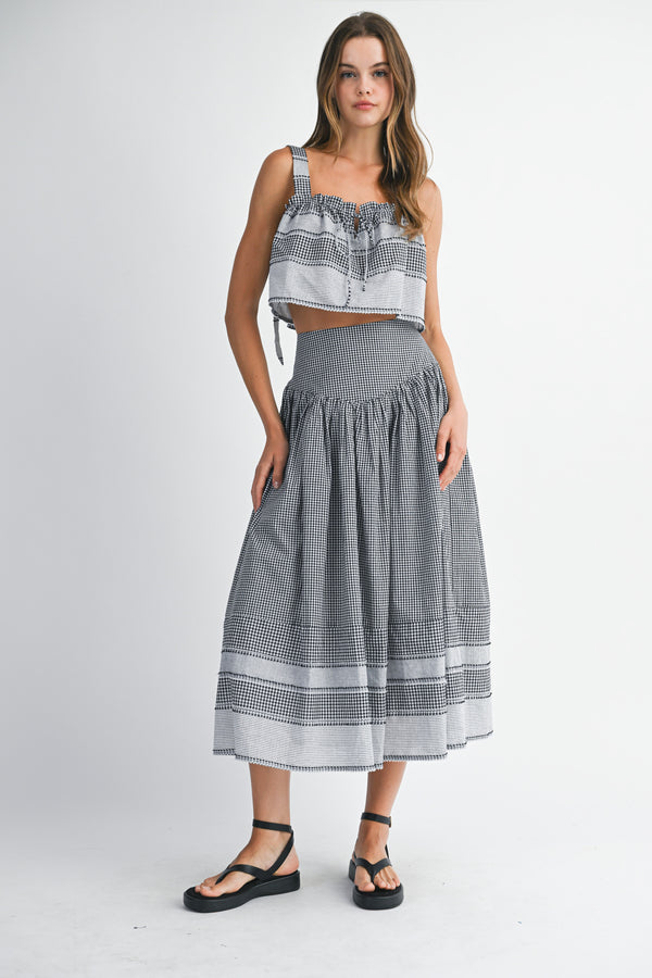 CARLA BOADER STRIPED TOP AND MIDI SKIRT SET
