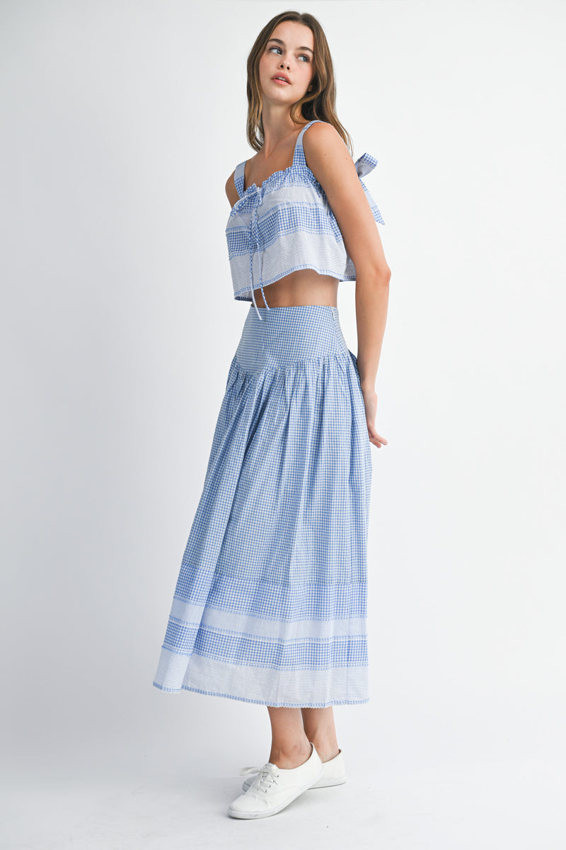 CARLA BOADER STRIPED TOP AND MIDI SKIRT SET