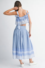CARLA BOADER STRIPED TOP AND MIDI SKIRT SET