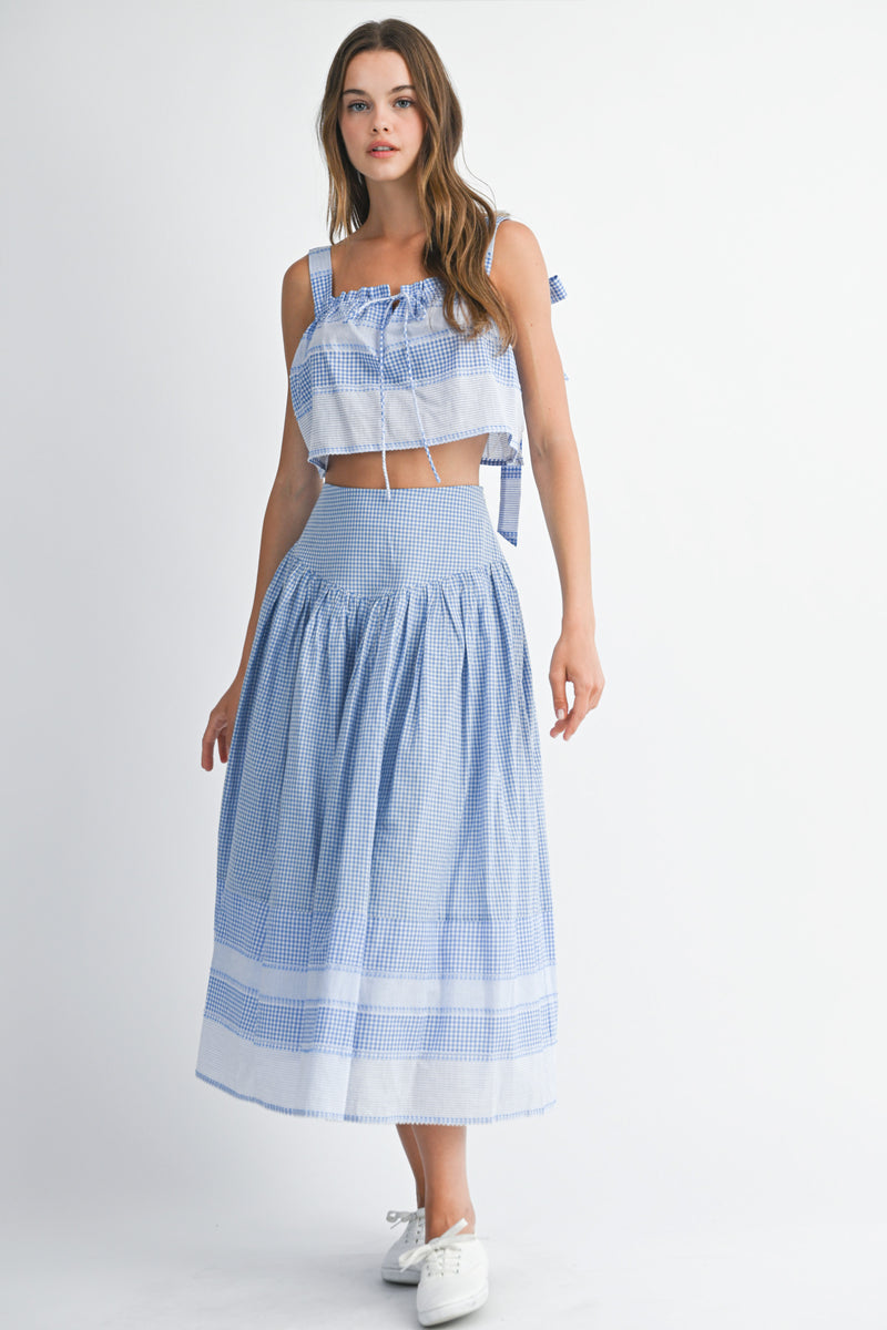 CARLA BOADER STRIPED TOP AND MIDI SKIRT SET