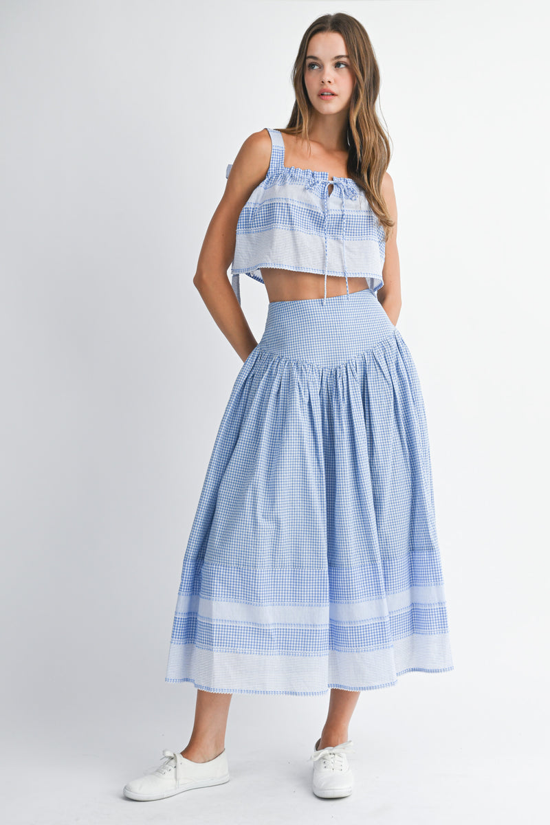 CARLA BOADER STRIPED TOP AND MIDI SKIRT SET