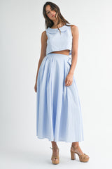 LAYLA SLEEVELESS COLLAR TOP AND SKIRT SET