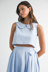 LAYLA SLEEVELESS COLLAR TOP AND SKIRT SET