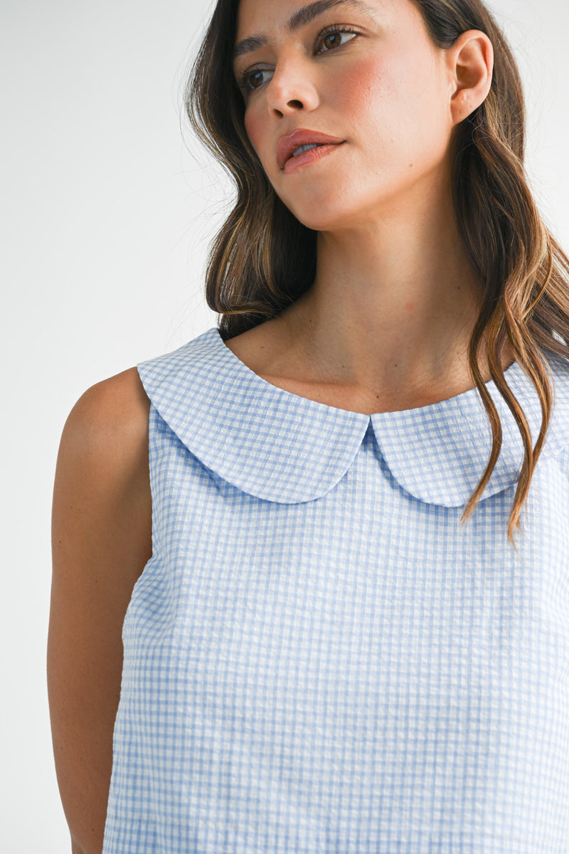 LAYLA SLEEVELESS COLLAR TOP AND SKIRT SET