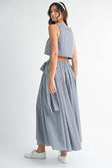LAYLA SLEEVELESS COLLAR TOP AND SKIRT SET