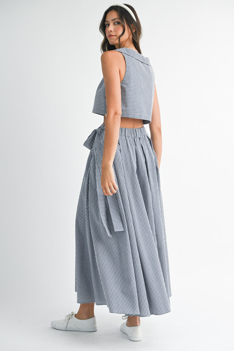 LAYLA SLEEVELESS COLLAR TOP AND SKIRT SET