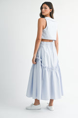 SKYLA SLEEVELESS COLLAR TOP AND SKIRT SET