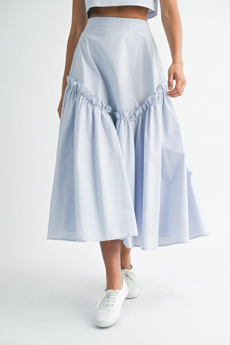 SKYLA SLEEVELESS COLLAR TOP AND SKIRT SET