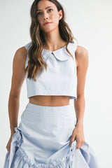 SKYLA SLEEVELESS COLLAR TOP AND SKIRT SET