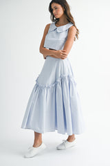 SKYLA SLEEVELESS COLLAR TOP AND SKIRT SET
