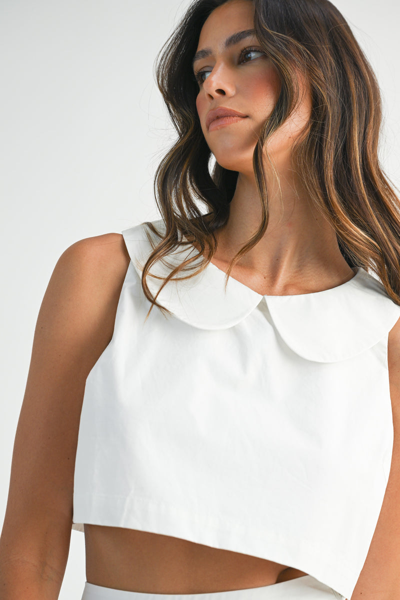 SKYLA SLEEVELESS COLLAR TOP AND SKIRT SET