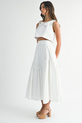 SKYLA SLEEVELESS COLLAR TOP AND SKIRT SET