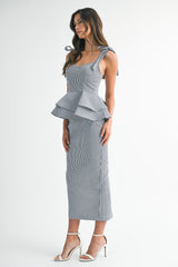 TARO PEPLUM TOP SKIRT SET
