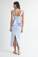 TARO PEPLUM TOP SKIRT SET