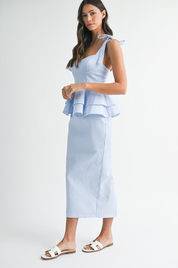 TARO PEPLUM TOP SKIRT SET