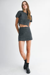HANEUL CROP CARDIGAN SKIRT SET