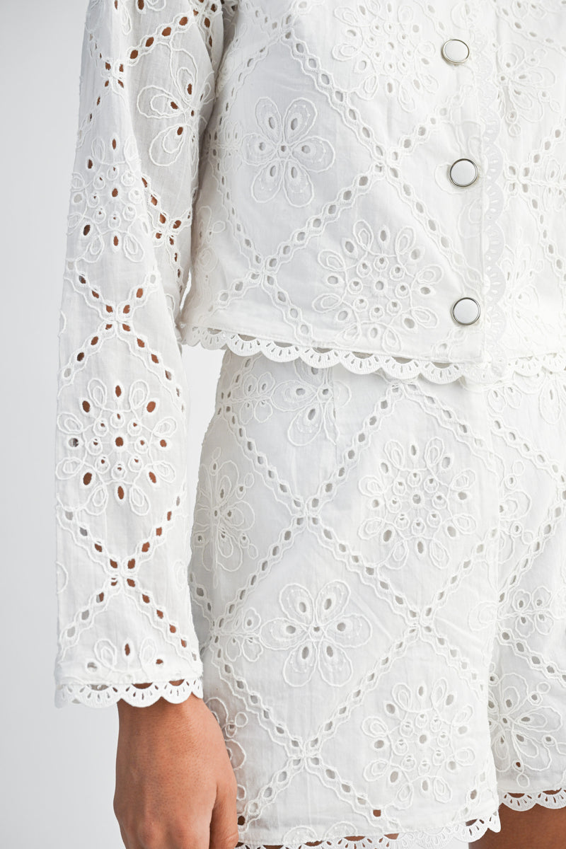 IRENE EYELET SHIRT AND SHORTS SET